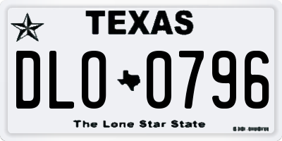 TX license plate DLO0796