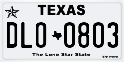TX license plate DLO0803
