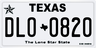 TX license plate DLO0820