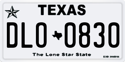 TX license plate DLO0830