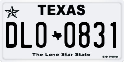 TX license plate DLO0831
