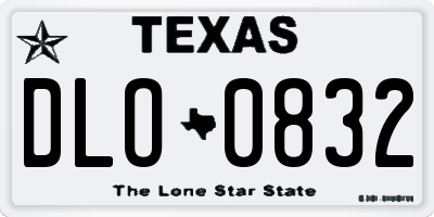 TX license plate DLO0832