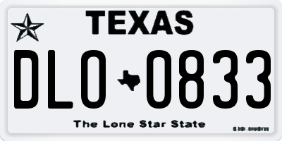 TX license plate DLO0833