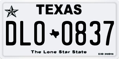 TX license plate DLO0837