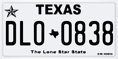 TX license plate DLO0838