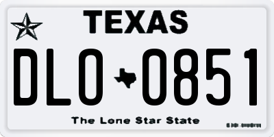 TX license plate DLO0851