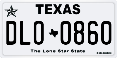 TX license plate DLO0860