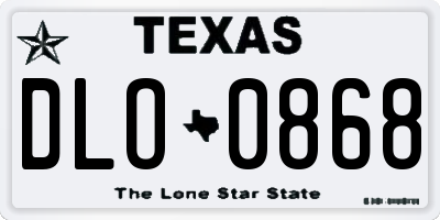 TX license plate DLO0868