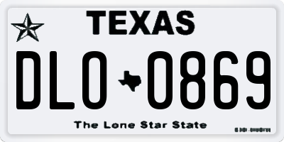 TX license plate DLO0869