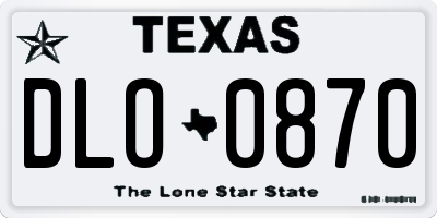 TX license plate DLO0870