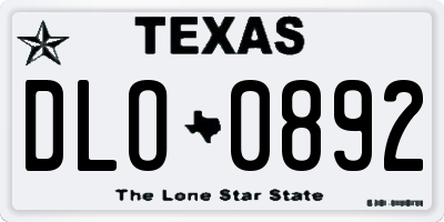 TX license plate DLO0892