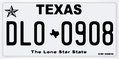 TX license plate DLO0908