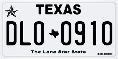 TX license plate DLO0910