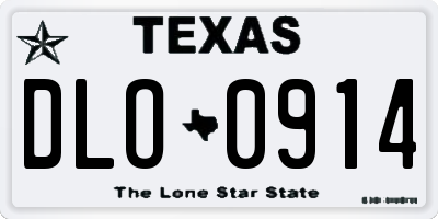 TX license plate DLO0914