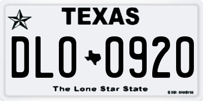 TX license plate DLO0920
