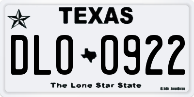 TX license plate DLO0922