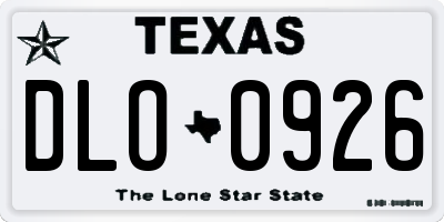 TX license plate DLO0926