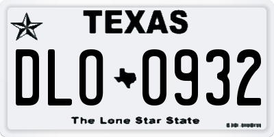 TX license plate DLO0932