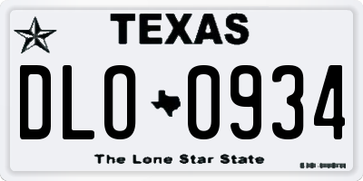 TX license plate DLO0934