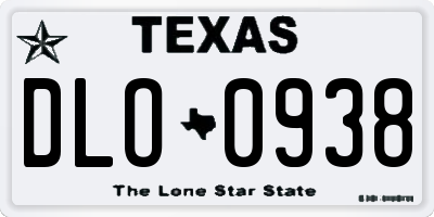 TX license plate DLO0938