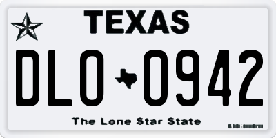 TX license plate DLO0942