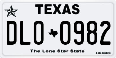 TX license plate DLO0982