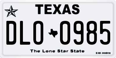 TX license plate DLO0985