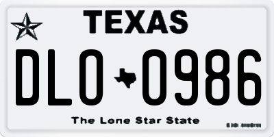 TX license plate DLO0986