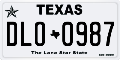 TX license plate DLO0987
