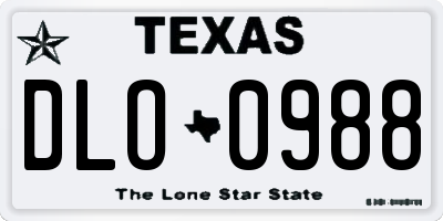 TX license plate DLO0988