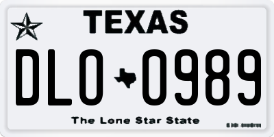 TX license plate DLO0989