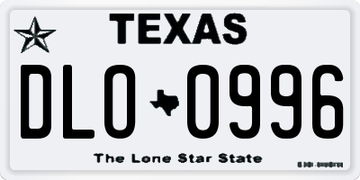 TX license plate DLO0996