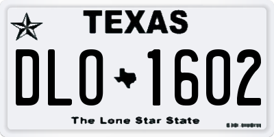 TX license plate DLO1602
