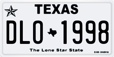 TX license plate DLO1998