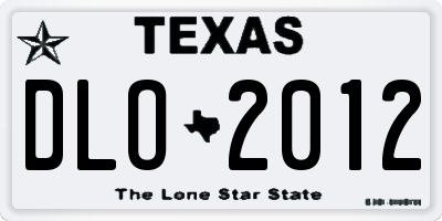 TX license plate DLO2012