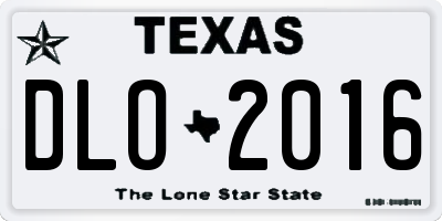 TX license plate DLO2016