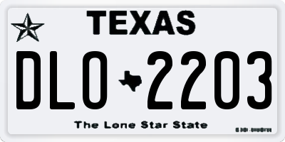 TX license plate DLO2203