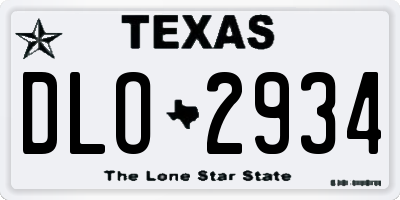 TX license plate DLO2934