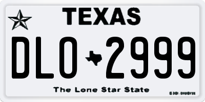 TX license plate DLO2999