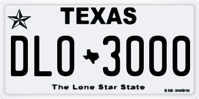 TX license plate DLO3000
