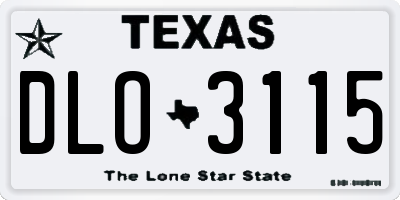TX license plate DLO3115