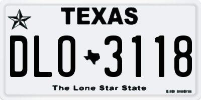TX license plate DLO3118