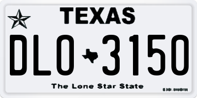 TX license plate DLO3150