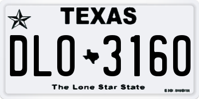 TX license plate DLO3160