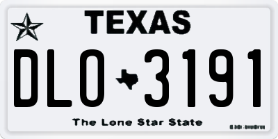TX license plate DLO3191