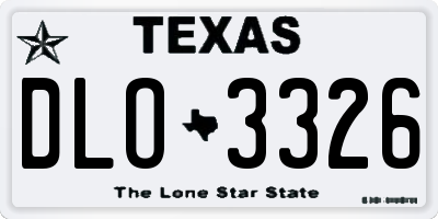 TX license plate DLO3326