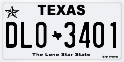 TX license plate DLO3401