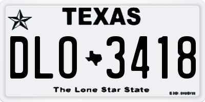 TX license plate DLO3418