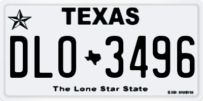 TX license plate DLO3496