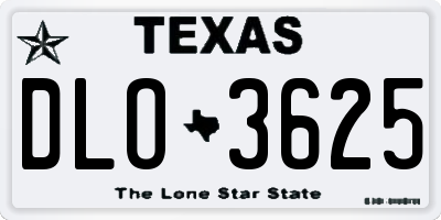 TX license plate DLO3625